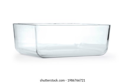 Glass Baking Tray On White Background With Clipping Path