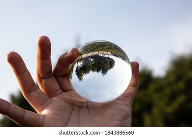 Glass Ball Reflection Land On Held Stock Photo 1843886560 | Shutterstock