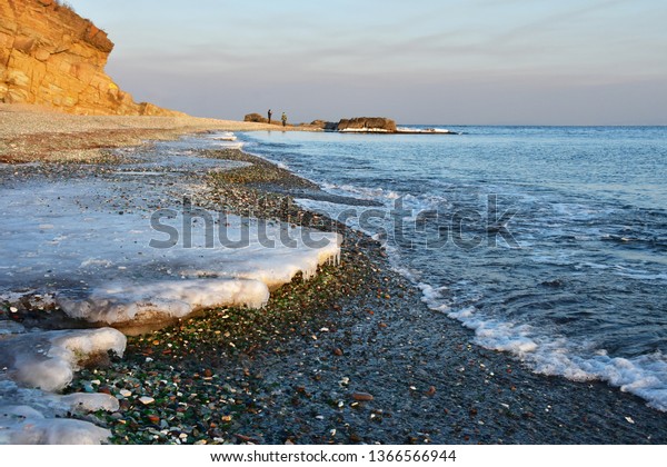 Glass Beach Steklyannaya Bay Near Vladivostok Stock Photo