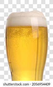 Glass Of Beer Close-up With Froth , Layered Psd File