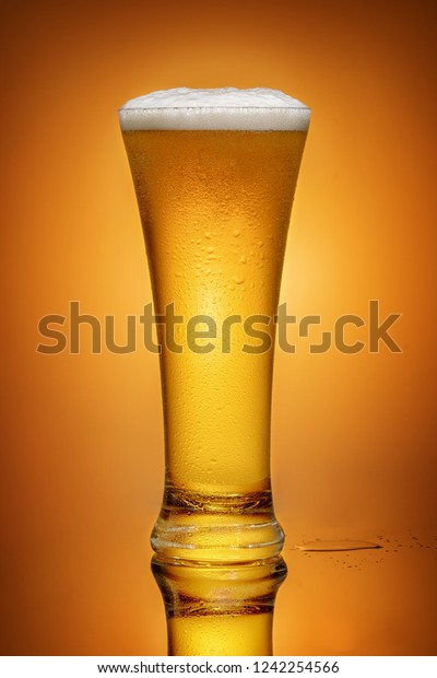 Download Glass Beer On Yellow Background Reflection Stock Photo Edit Now 1242254566 Yellowimages Mockups