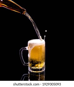 Glass Of Beer, Splash, Black Background