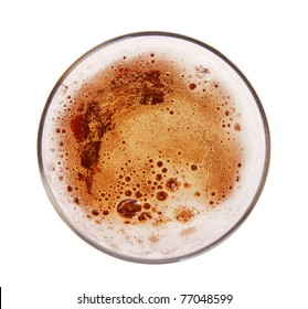 Glass Of Beer, Top View,Isolated On White Background