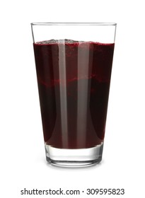 Glass Of Beet Juice Isolated On White