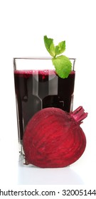 Glass Of Beet Juice Isolated On White