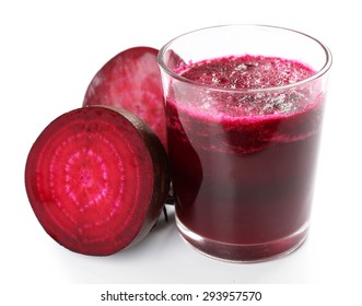 Glass Of Beet Juice With Vegetables Isolated On White