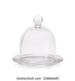 Glass Bell Jar Over White Background