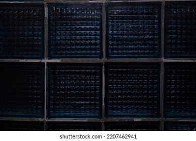 Glass Block. Textured Background. Interior Of The House. Glass Wall. Transparent Fencing. Antique And Ancient Design. 