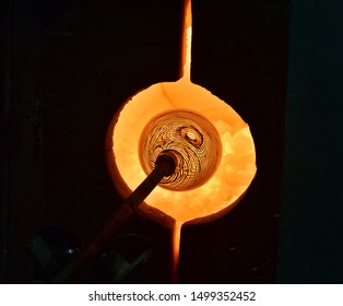 Glass Blowing Art And Flame.
Handmade Glassware Is Produced On High Fire.