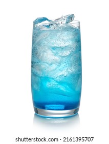 glass of blue cocktail isolated on white background