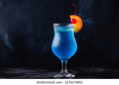 Glass Blue Lagoon Cocktail Decorated Orange Stock Photo 2176174851