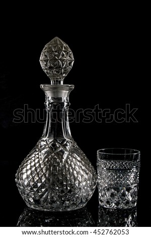 glass bottle and glass