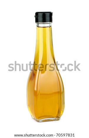 Glass bottle with apple vinegar  isolated on the white background Stok fotoğraf © 