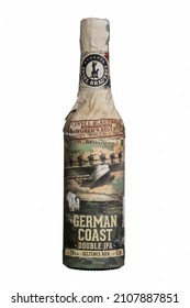 Glass Bottle Of German Coast Double Ipa Isolated On White Background.