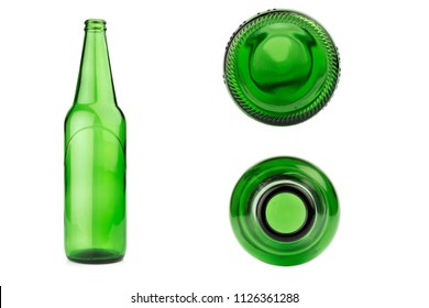 glass bottle green isolated on white background.