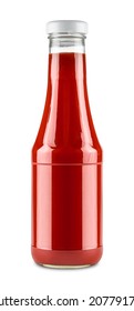 glass bottle of tomato ketchup