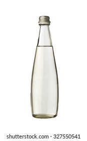 Glass Bottle With Water Closed On White Background