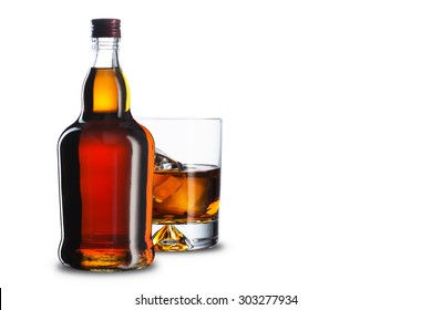 Glass and Bottle of Whiskey