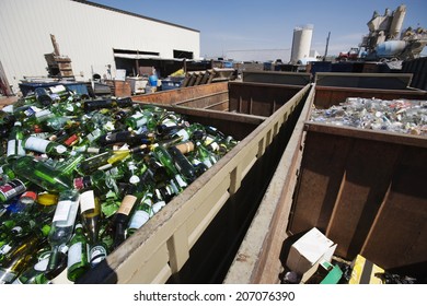 Glass Bottles In Recycling Centre