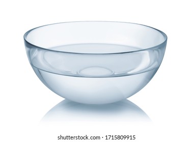Glass Bowl Full Of Clear Water Isolated On White