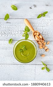 Glass Bowl Of Pistachio Butter With Roasted Nuts