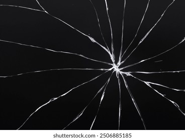 glass broken crack shattered isolated black background