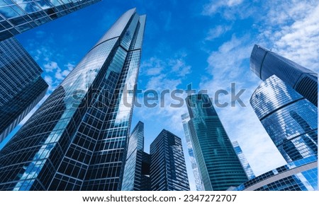 glass buildings with cloudy blue sky background ストックフォト © 