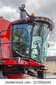 Glass Cabin At Combine Harvester Agriculture Machine