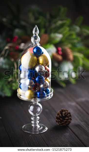 Glass Cake Stand Full Colorful Christmas Stock Photo Edit Now