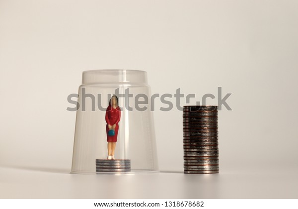 Glass Ceiling Concept Miniature Woman Standing Stock Photo Edit