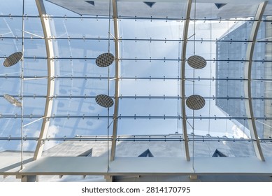glass ceiling with many frames in a modern building