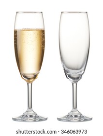 Glass Of Champagne And Empty Champagne Flute