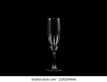 Glass Champagne Flute Isolated on Black