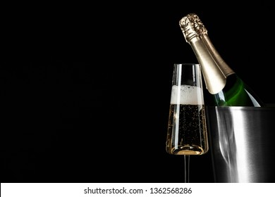 Glass Champagne Near Bucket Bottle On Stock Photo (Edit Now) 1362568286
