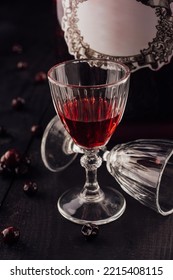 Glass Of Cherry Brandy Tincture Close Up