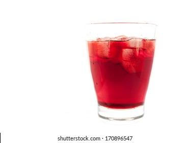 Glass Of Cherry Juice Isolated On White