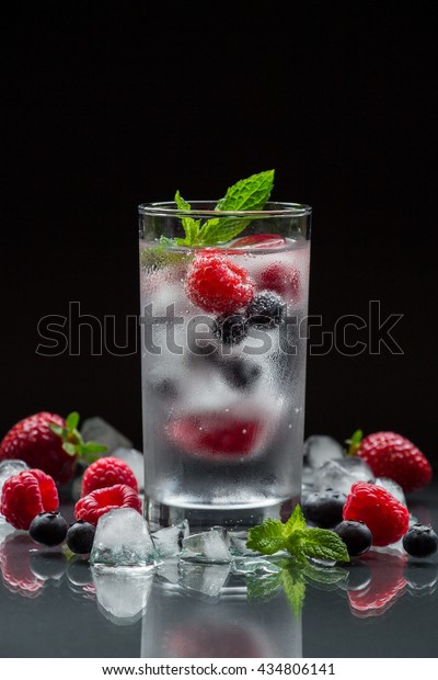 Glass Chilled Mineral Water Ice Cubes Stock Photo Edit Now 434806141