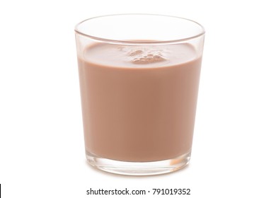 A Glass Of Chocolate Milk Cocoa On A White Background Isolation