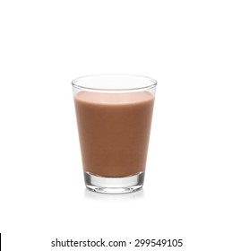 Glass Of Chocolate Milk Isolated On White Background