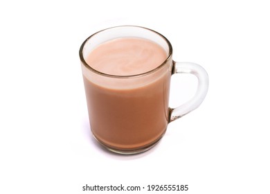 Glass Of Chocolate Milk Isolated White Background