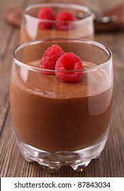 Glass Of Chocolate Mousse And Raspberry