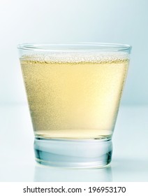 Glass Of Cider On Blue Background