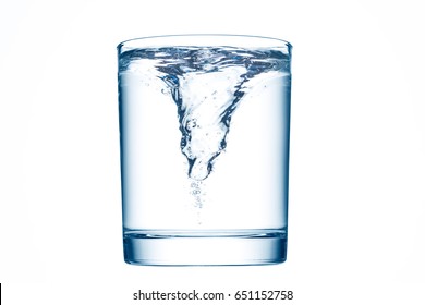 A Glass Of Clean Water With Whirlpool.