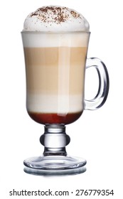 Glass Of Coffee Cocktail With Foam Decorated With Cinnamon Powder