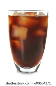 Glass With Cold Brew Coffee On White Background