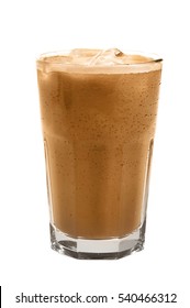 Glass Of Cold Coffee On White Background