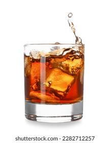 Glass of cold rum with splashes on white background - Shutterstock ID 2282712257