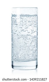 Glass Of Cold Sparkling Water Isolated On White Background