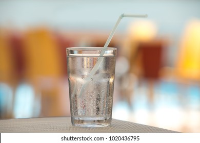 A Glass Of Cool Mineral Sparkling Water Is On The Table In The Summer Cafe