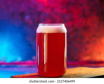 A Glass Of Craft Red Beer. Berry Sour Red Ale